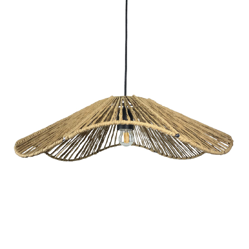 Colgante Lola ondulado E27 60cm de diámetro hilo kraft tostado cable negro